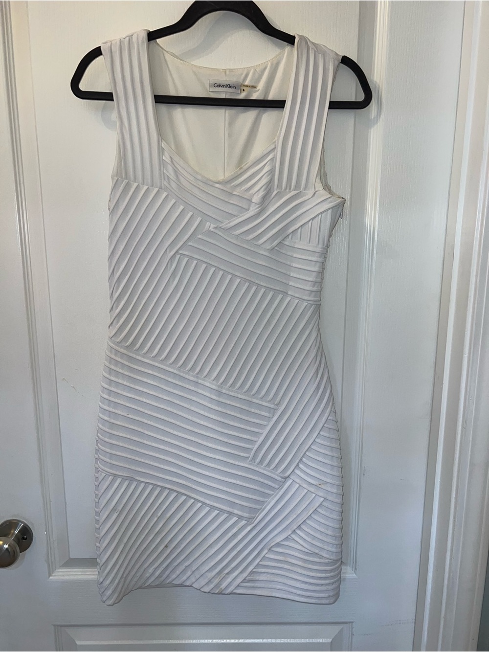 Calvin Klein White Textured Panel Mini Dress
